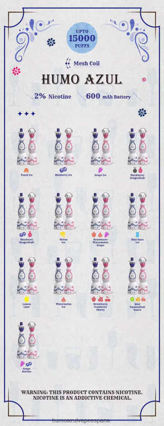 Humo Azul Vape España - Humo Azul 15000 bocanadas desechable 6VN2VP1